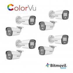 Kit de actualización con 8 Cámaras tipo bala análogas ColorVU